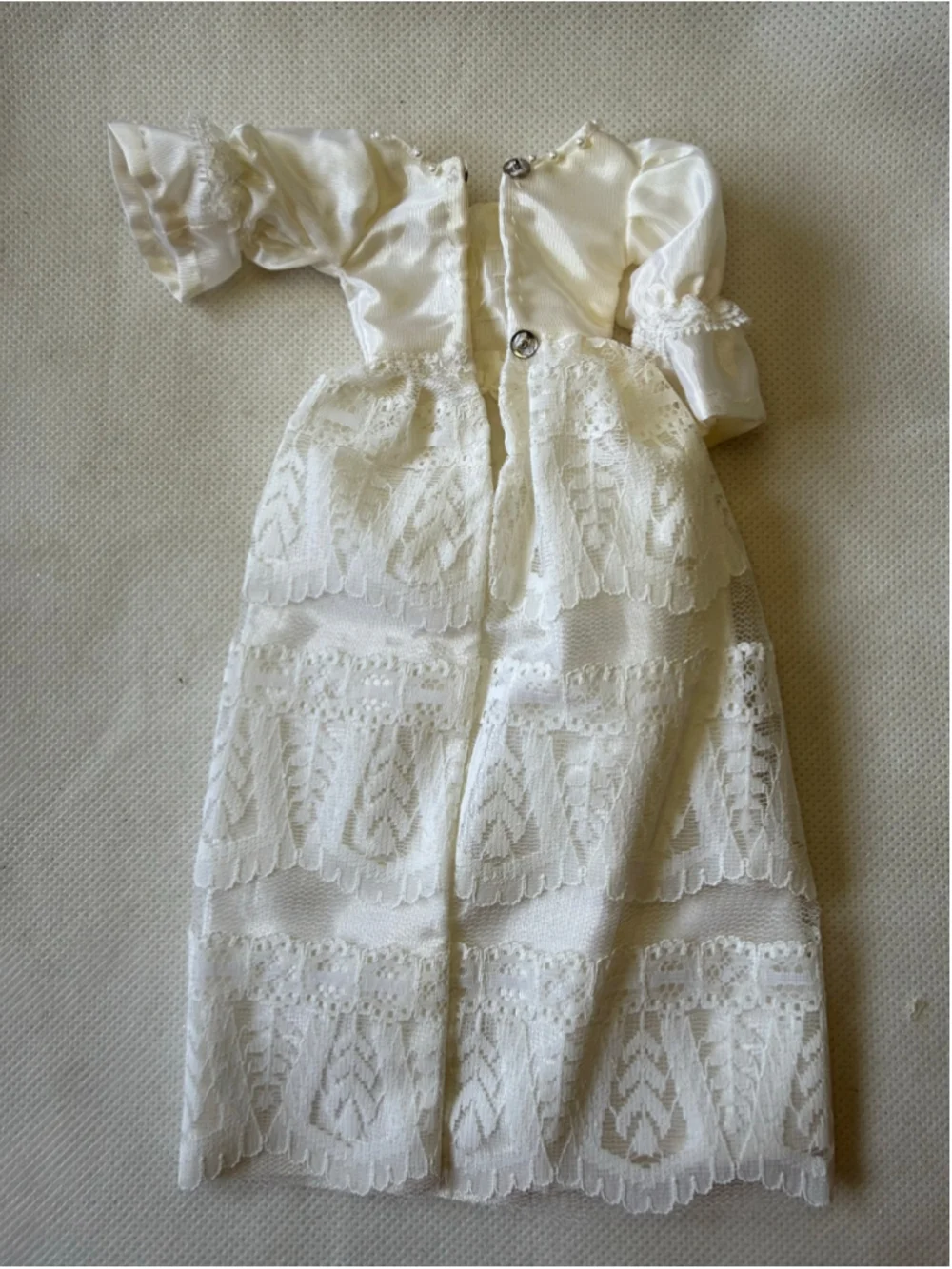 Vintage Barbie - Clone doll Pearl Studded Bodice Tiered Lace Wedding Dress